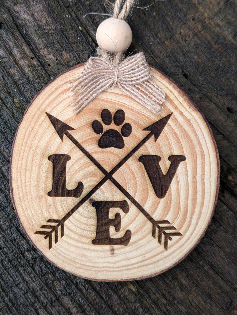 Love Paw Wood Ornament