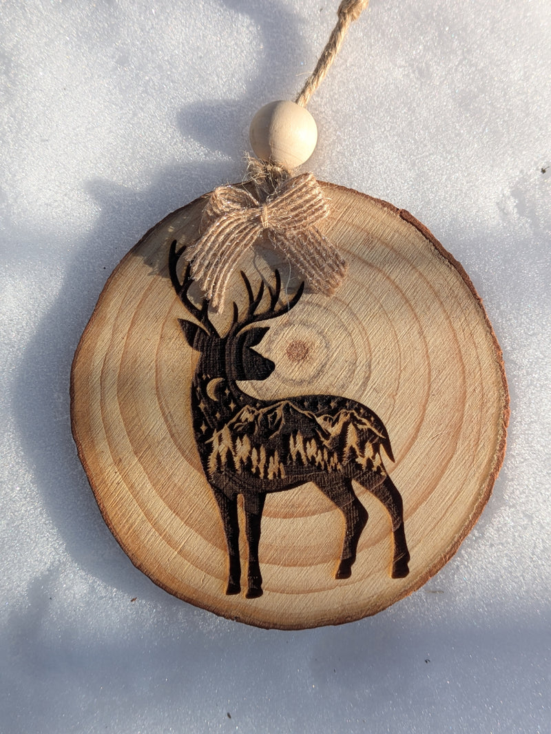 Deer Mountain Wooden Ornament