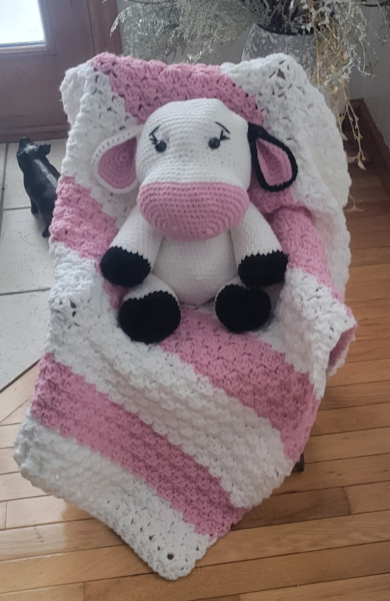 Crocheted Cow w/Optional Matching Blanket