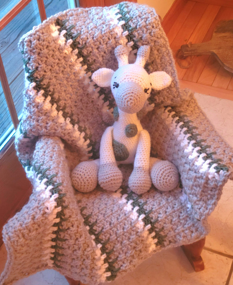 Crocheted Baby Giraffe w/Optional Matching Blanket