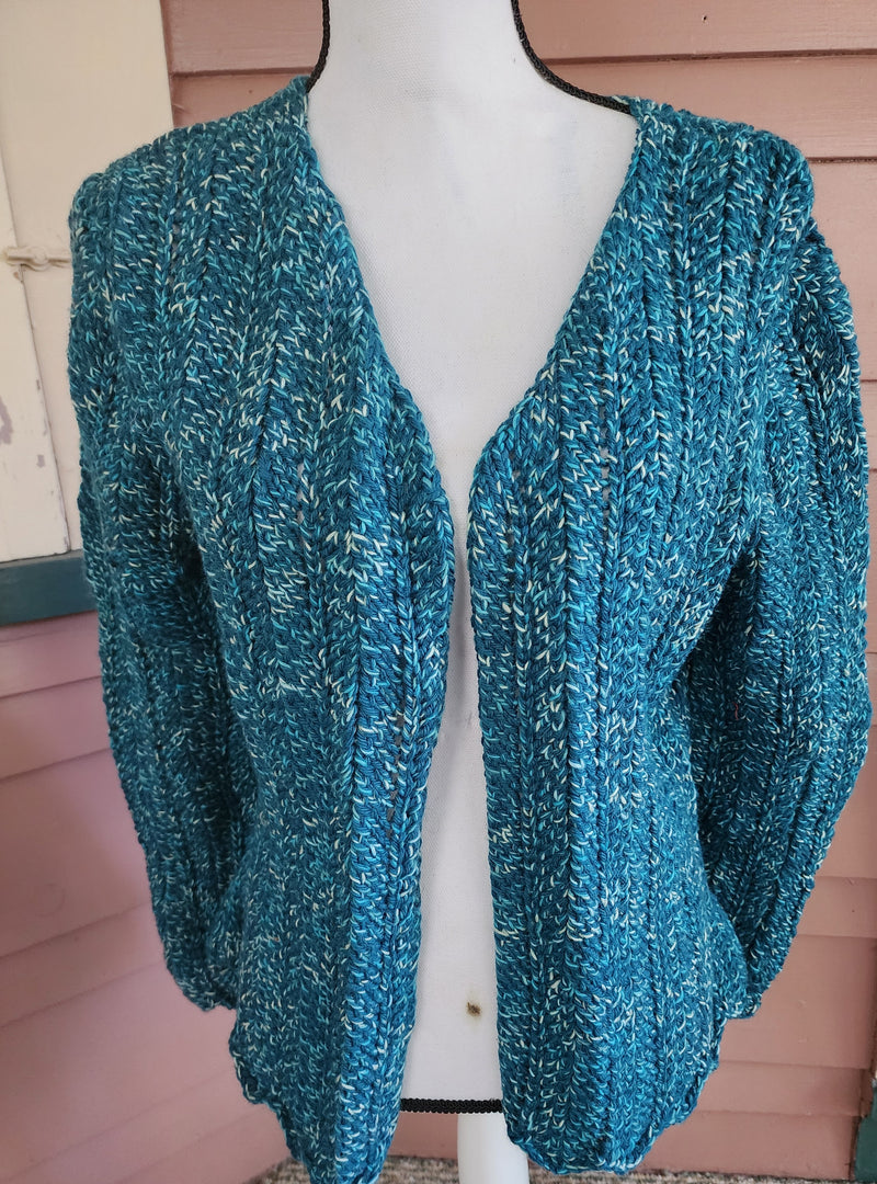 Hand Knit Teal Cardigan