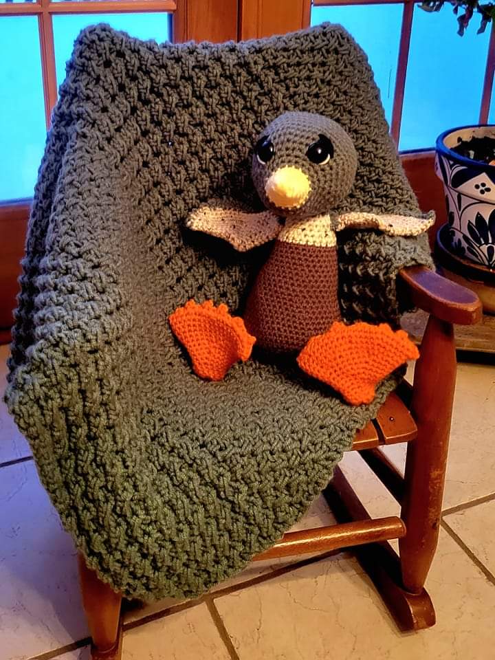 Crocheted Mallard Duck w/Optional Matching Blanket