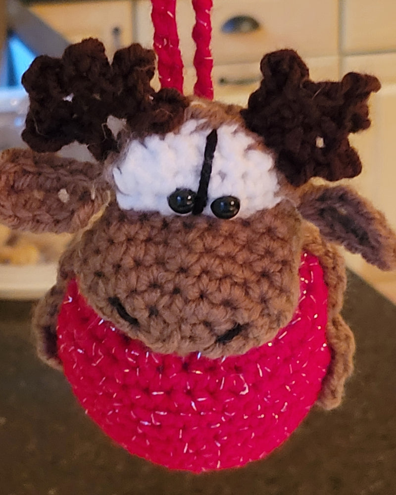 Crocheted Christmas Ball Moose