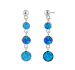 Round Blue Opal Dangle Earrings