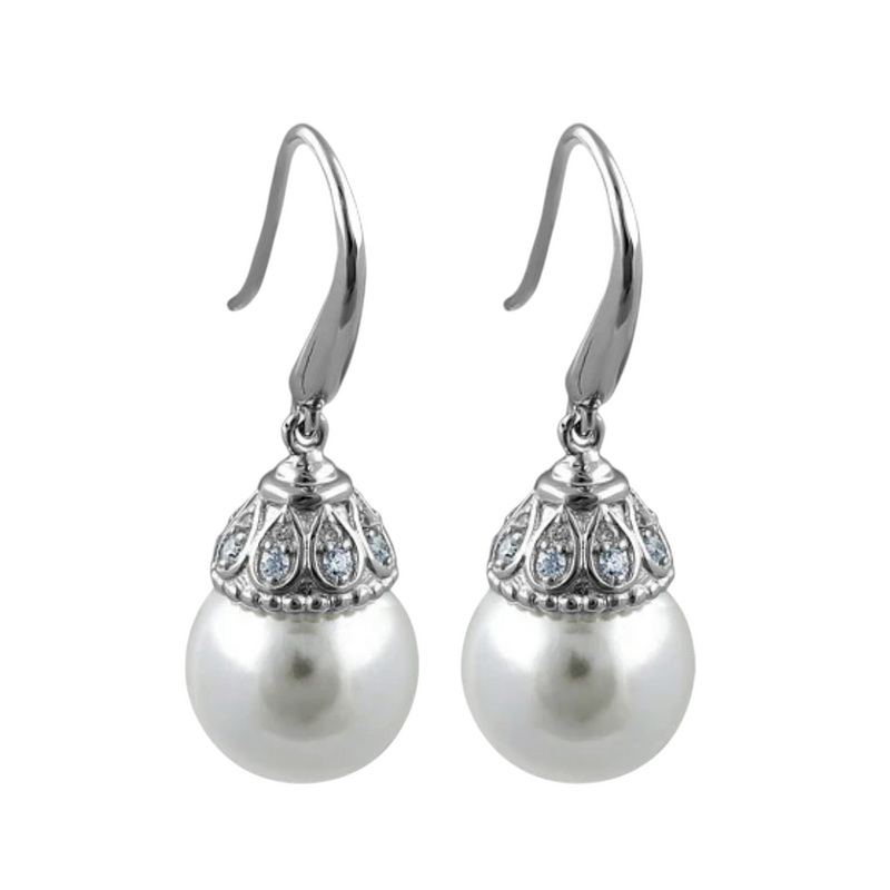 Pearl & CZ Earrings