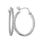 Sterling Silver & CZ Hoop Earrings