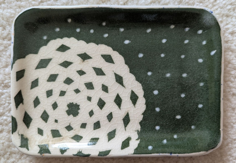 Green Snowflake Tray w/Flying Snow