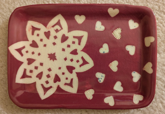 Red Snowflake Heart Tray